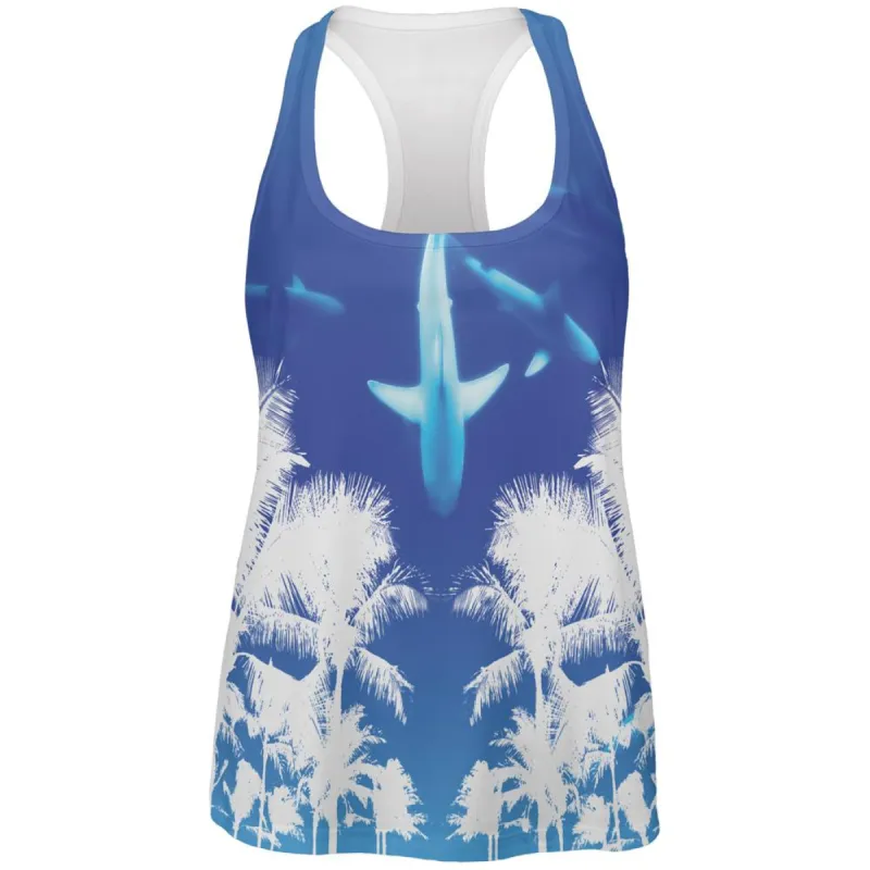 Summer Shark Beach Party All Over Womens Work Out Tank Top sold by Old Glory