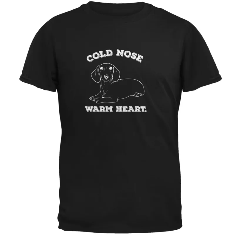 Cold Nose Warm Dachshund Black Adult T-Shirt sold by Old Glory