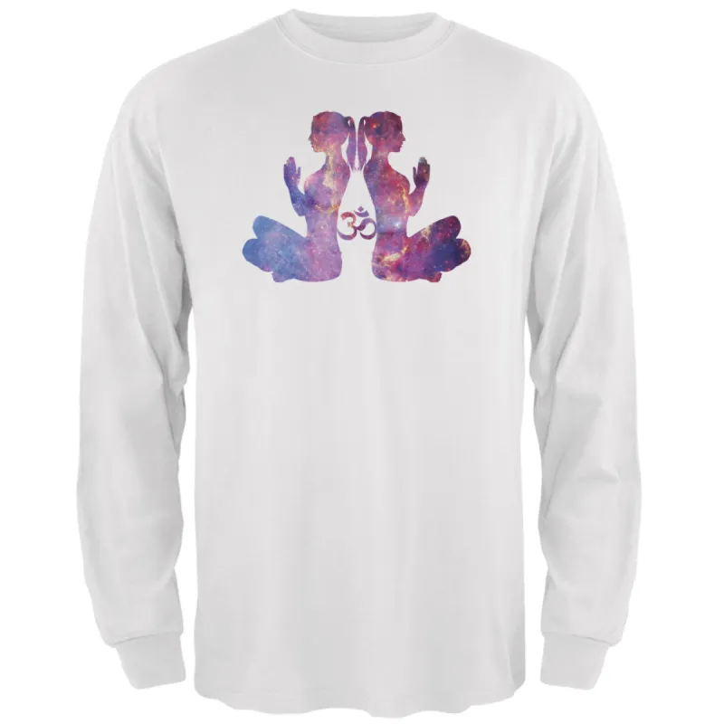 Galaxy Yoga Meditation White Adult Long Sleeve T-Shirt sold by Old Glory