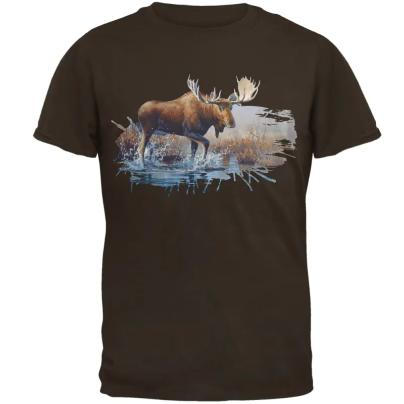 Moose Crossing the River Mens T Shirt sold by Old Glory