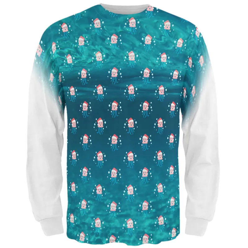 Christmas Caroling Jellyfish Pattern All Over Mens Long Sleeve T Shirt sold by Old Glory