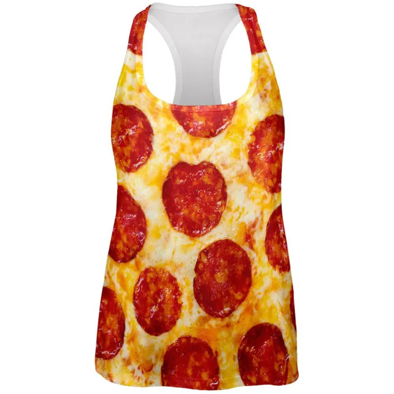 Pepperoni Pizza Costume All Over Womens Racerback Tank Top made by Old Glory