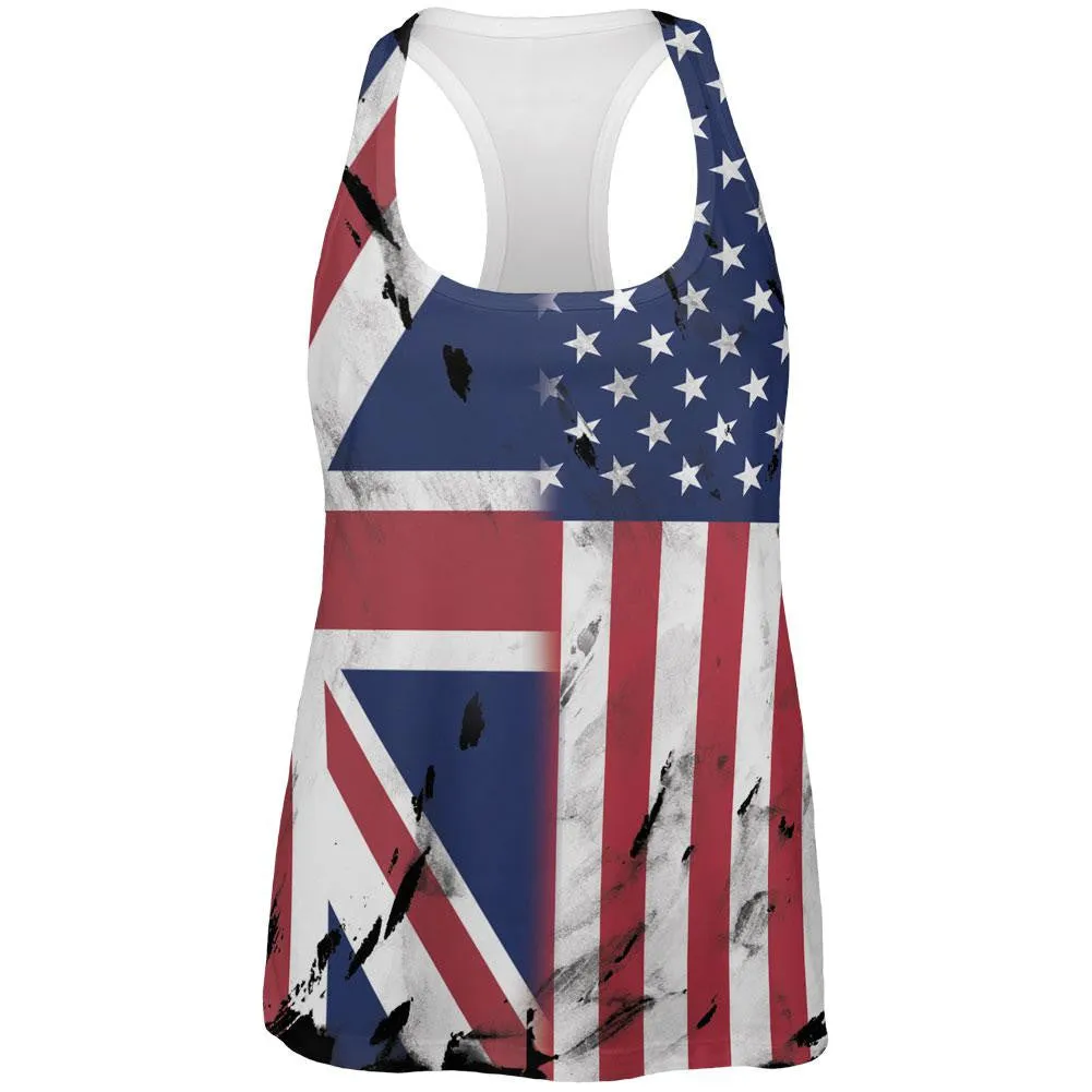 British UK American USA Flag All Over Womens Work Out Tank Top sold by Old Glory