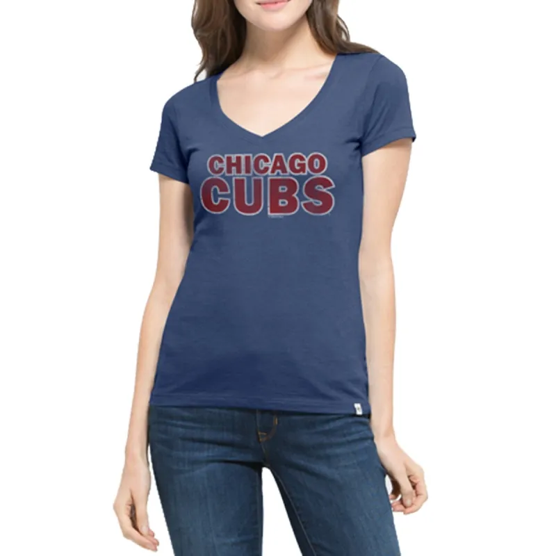 Chicago Cubs - Flanker Logo MVP Juniors V-Neck T-Shirt sold by Old Glory