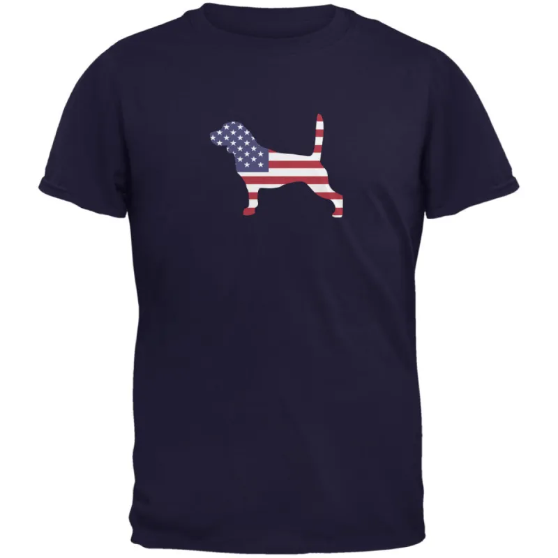 4th of July Patriotic Dog Beagle Navy Adult T-Shirt sold by Old Glory