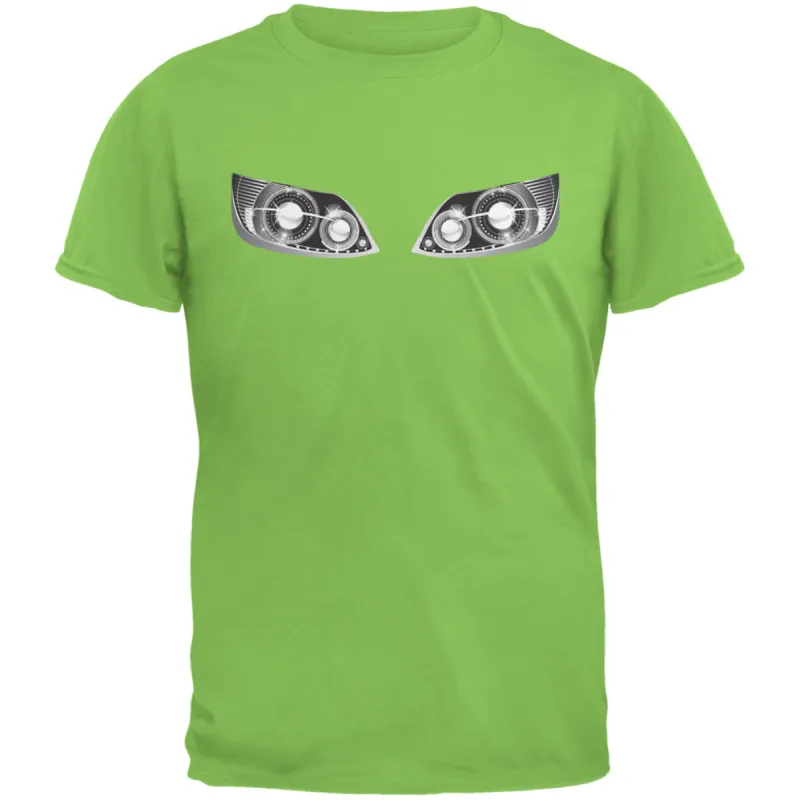 Sports Car Headlights Funny Lime Green Adult T-Shirt sold by Old Glory