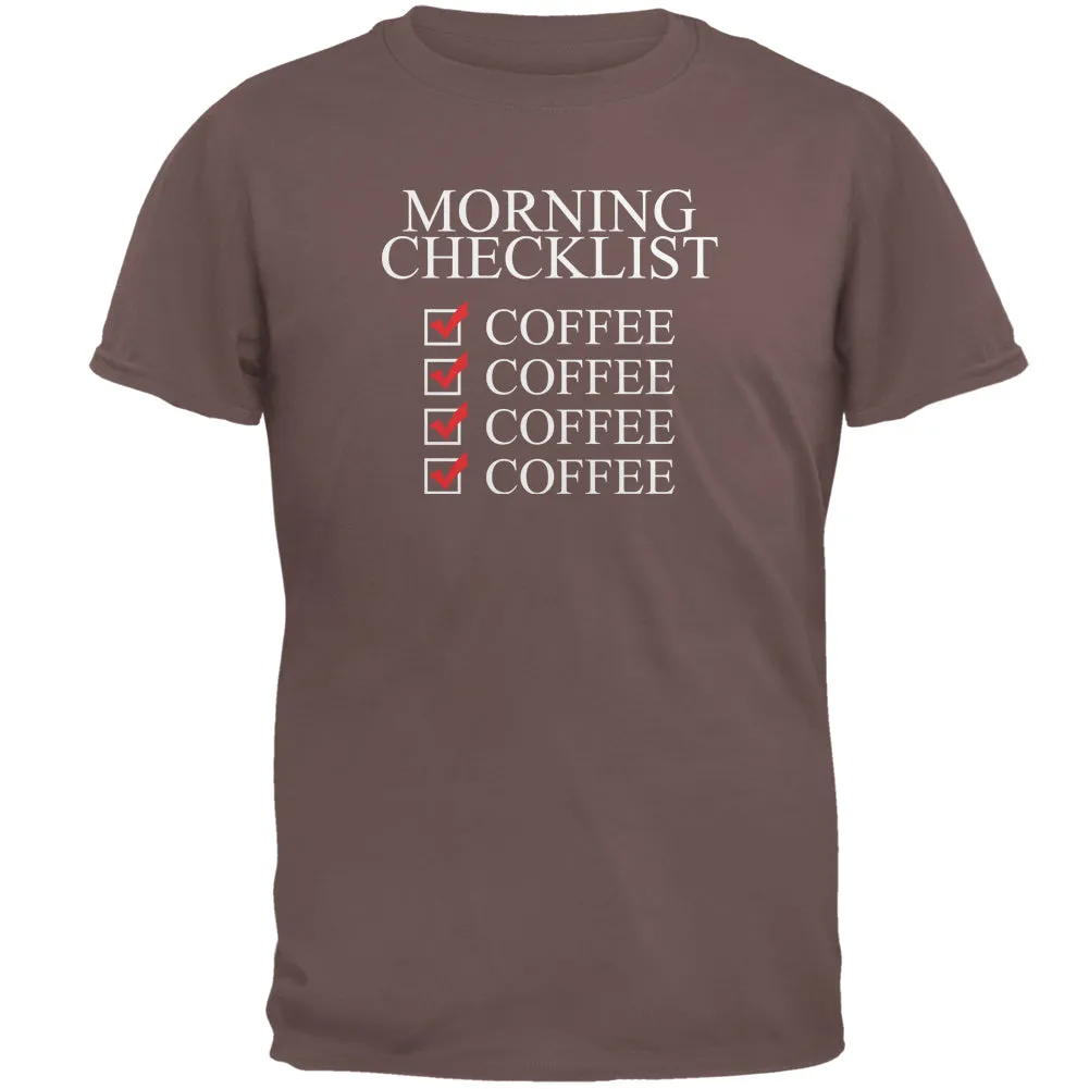Morning Checklist Coffee Funny Mens T Shirt sold by Old Glory