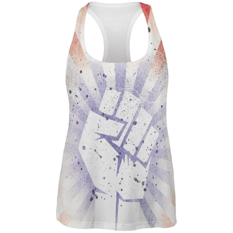 July 4th American Revolution Raised Fist All Over Womens Work Out Tank Top sold by Old Glory