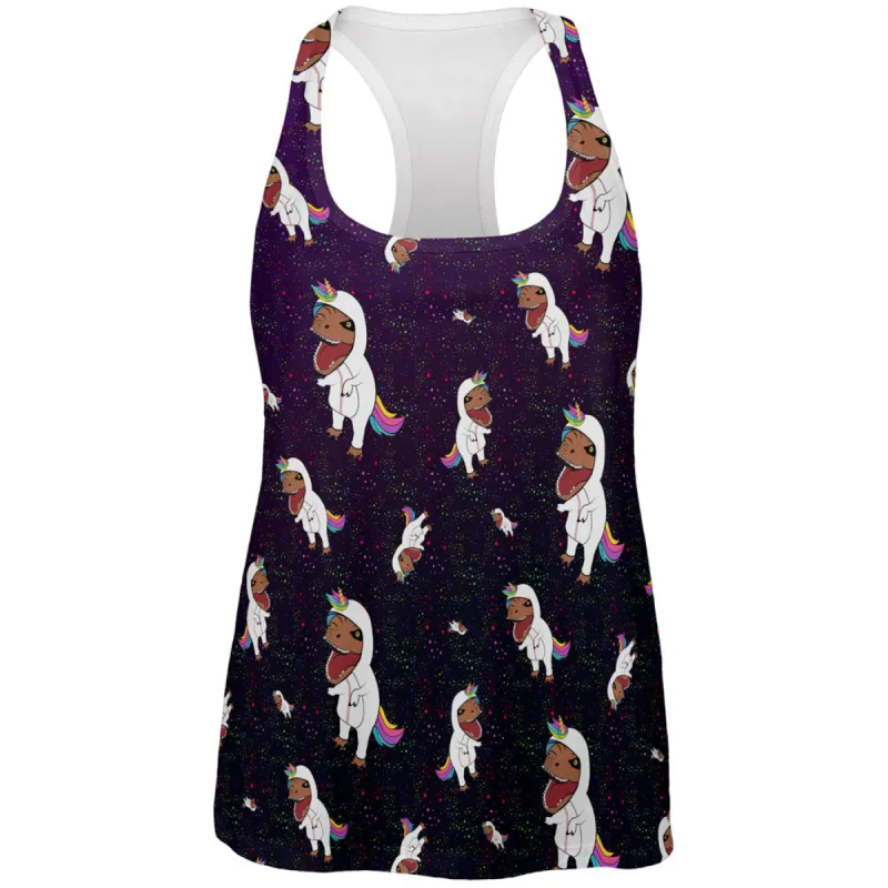 T-Rex Wearing Unicorn Costume Rexicorn Pattern All Over Womens Work Out Tank Top sold by Old Glory