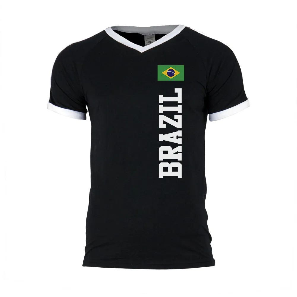 World Cup Brazil Mens Soccer Jersey V-Neck T-Shirt sold by Old Glory