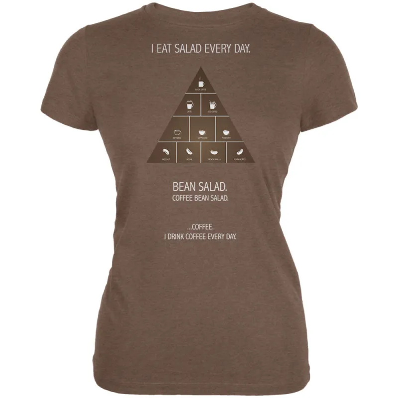 Coffee Quote Pyramid Funny Heather Brown Juniors Soft T-Shirt sold by Old Glory