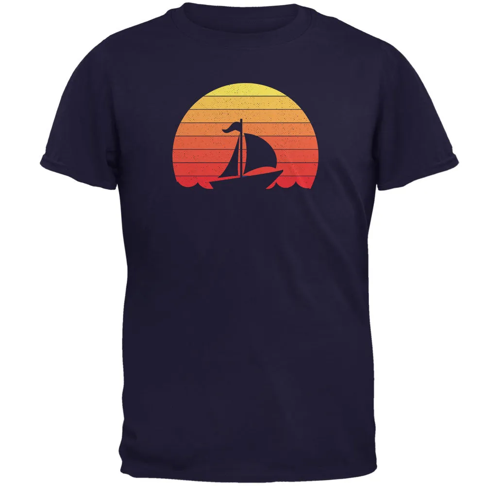 Marina Ocean Sail Boat Silhouette Retro Sunset Mens T Shirt sold by Old Glory