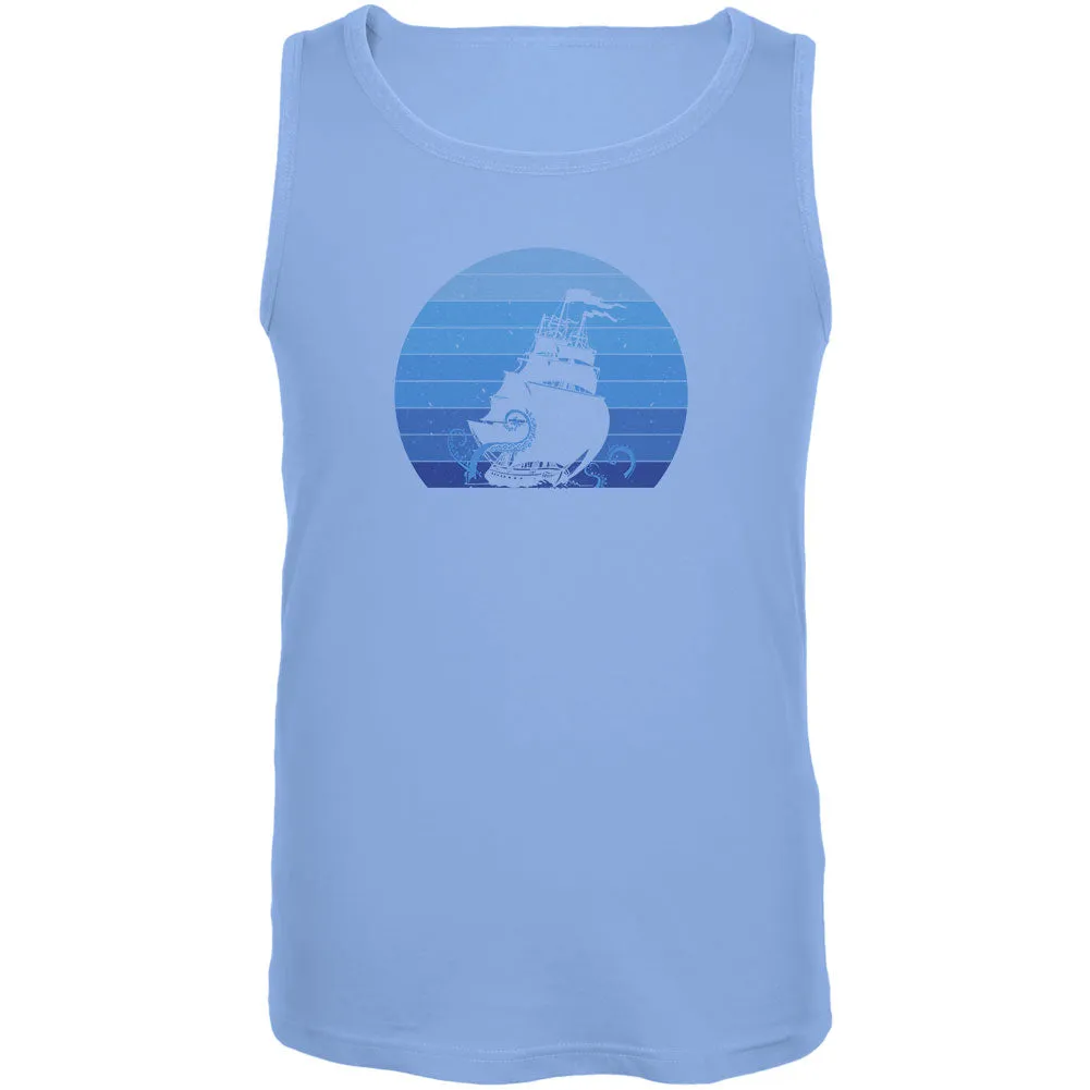 Marine Ocean Sail Boat Octopus Kraken Retro Sun Blue Mens Tank Top sold by Old Glory