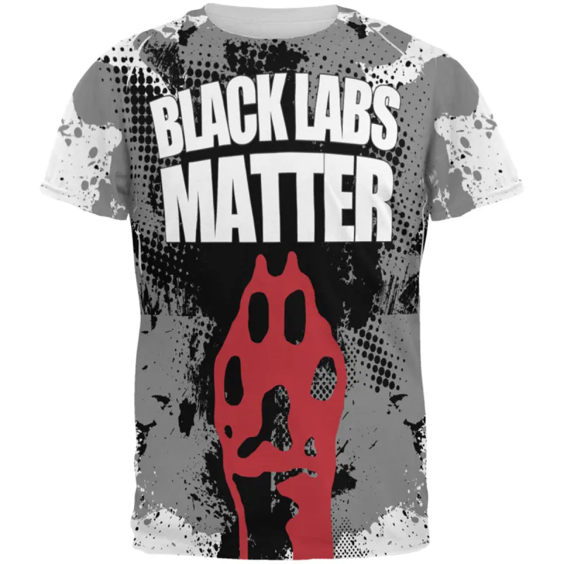 Black Labs Matter Funny Splatter All Over Mens T Shirt sold by Old Glory