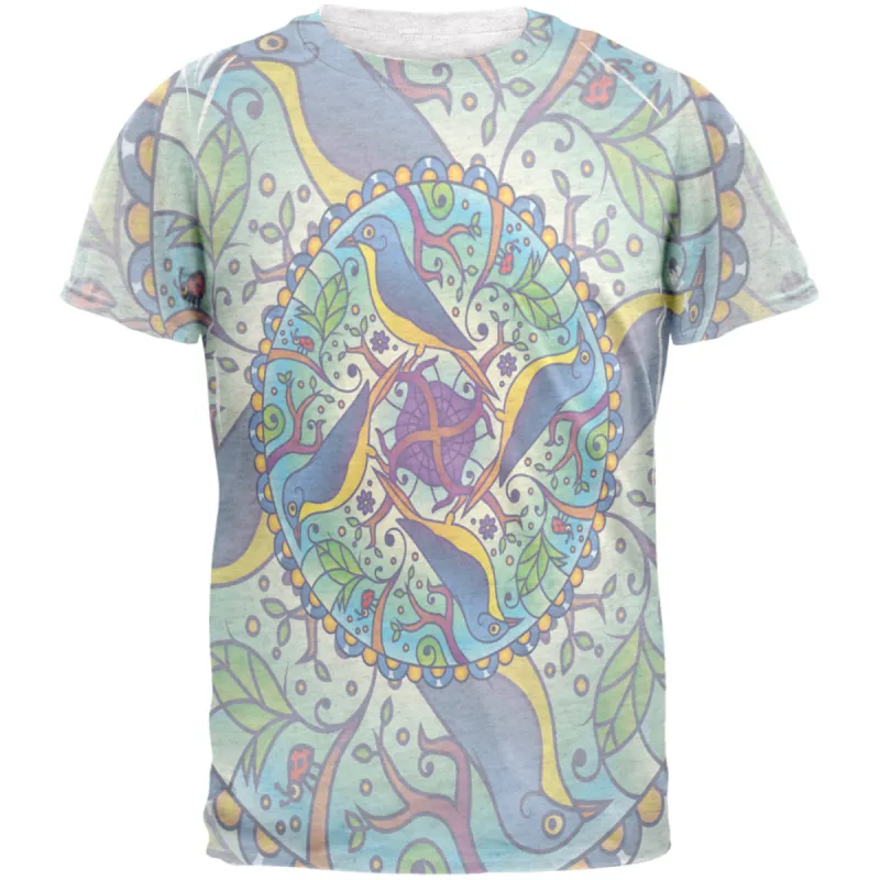 Mandala Trippy Stained Glass Spring Birds Mens T Shirt sold by Old Glory