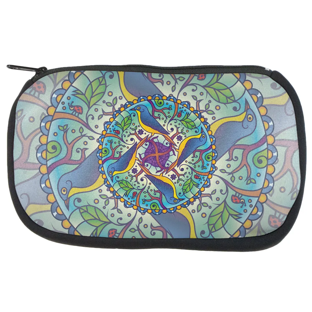 Mandala Trippy Stained Glass Spring Birds Makeup Bag sold by Old Glory