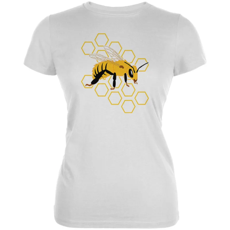 Honey Bee Honeycomb Outline Juniors Soft T Shirt sold by Old Glory