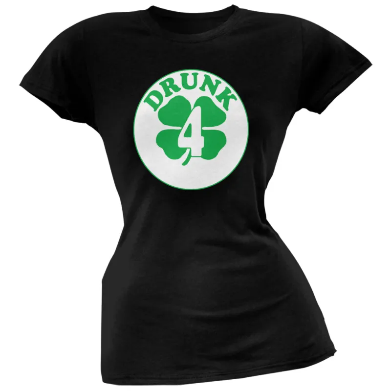 St. Patricks Day - Irish Drunk Four Black Juniors Soft T-Shirt sold by Old Glory
