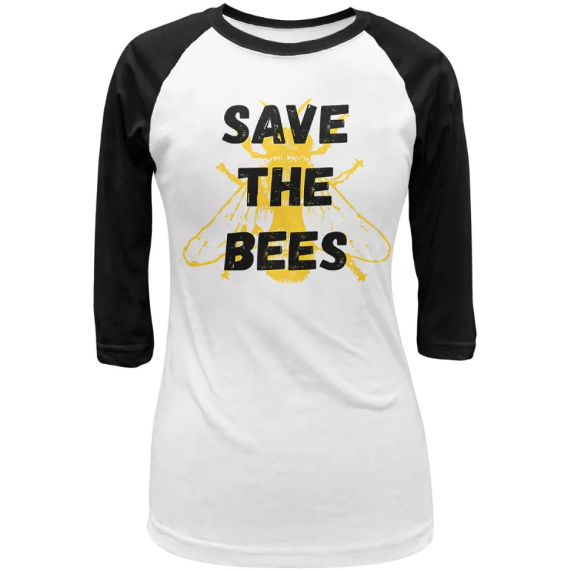 Honey Bee Save the Bees Juniors 3/4 Sleeve Raglan T Shirt sold by Old Glory