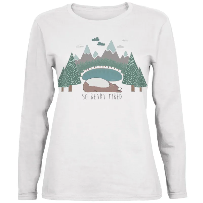 Autumn So Beary Very Tired Bear Pun Ladies' Relaxed Jersey Long-Sleeve Tee sold by Old Glory
