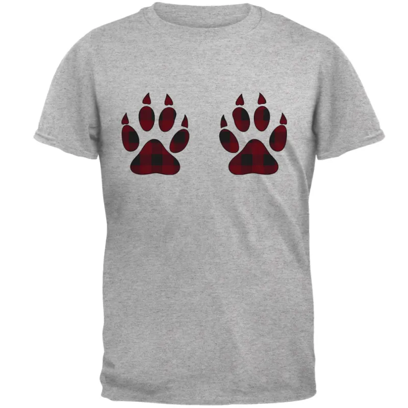 Plaid Bear Paw Boobs Mens T Shirt sold by Old Glory