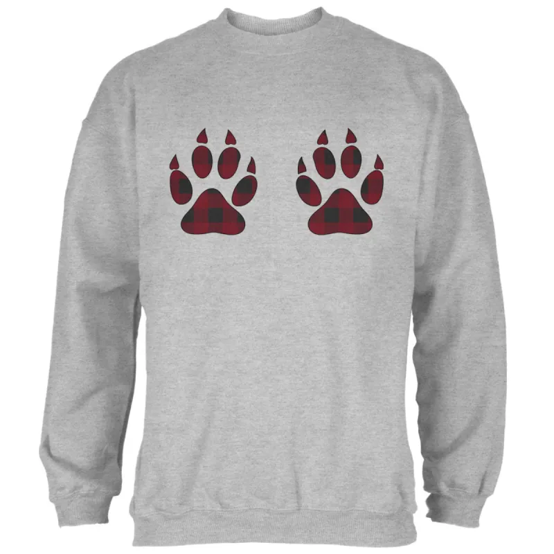 Plaid Bear Paw Boobs Mens Sweatshirt sold by Old Glory