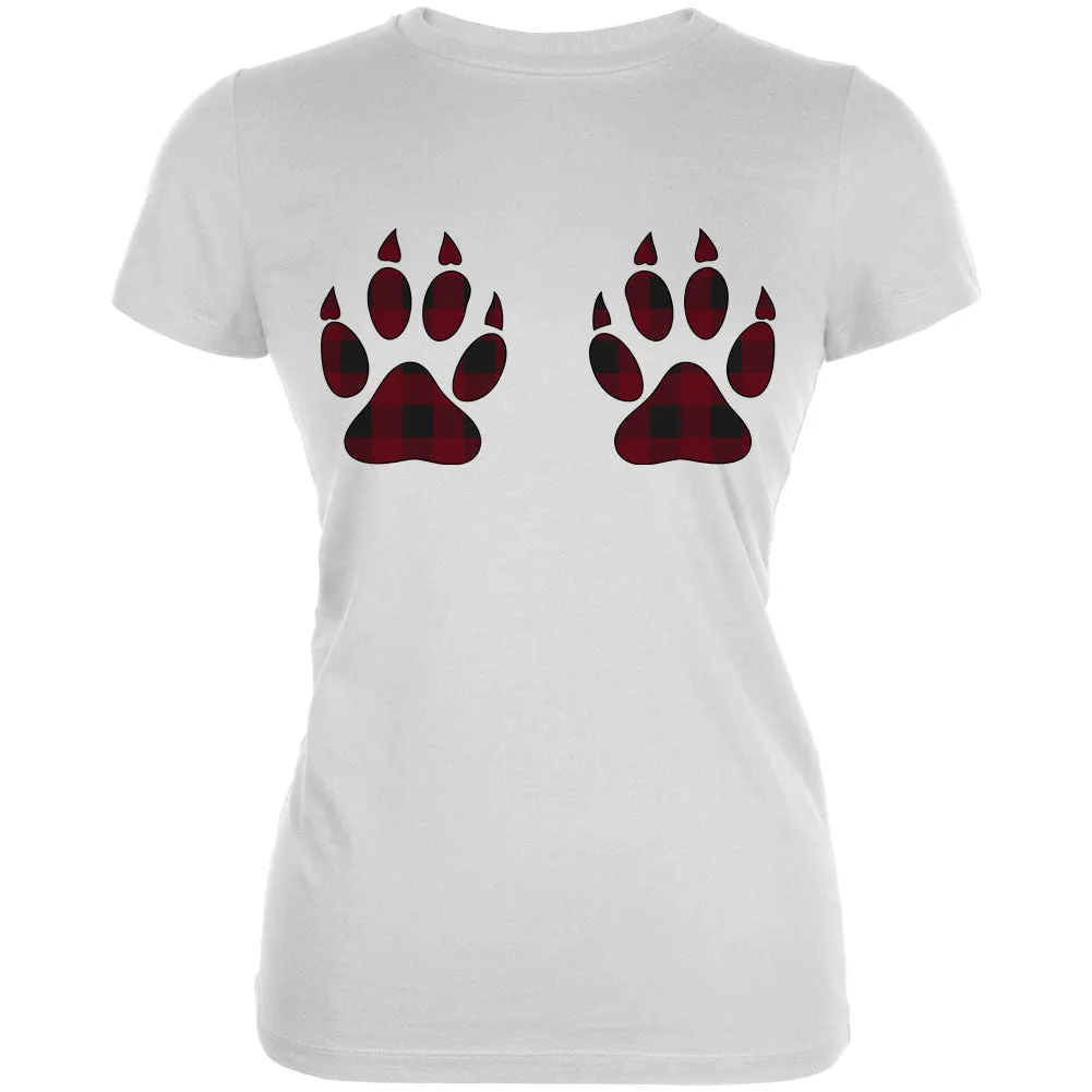 Plaid Bear Paw Boobs Juniors Soft T Shirt sold by Old Glory