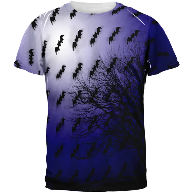 Halloween Bats in the Full Moon Light All Over Mens T Shirt sold by Old Glory