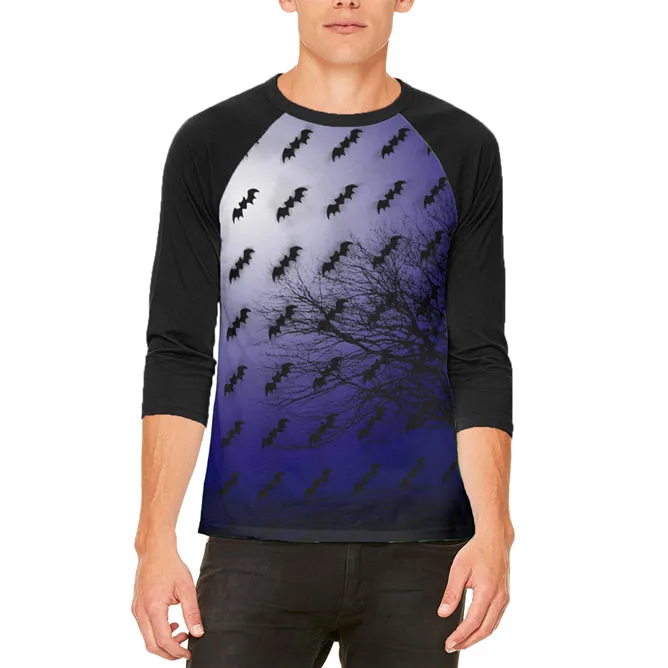 Halloween Bats in the Full Moon Light Mens Raglan T Shirt sold by Old Glory