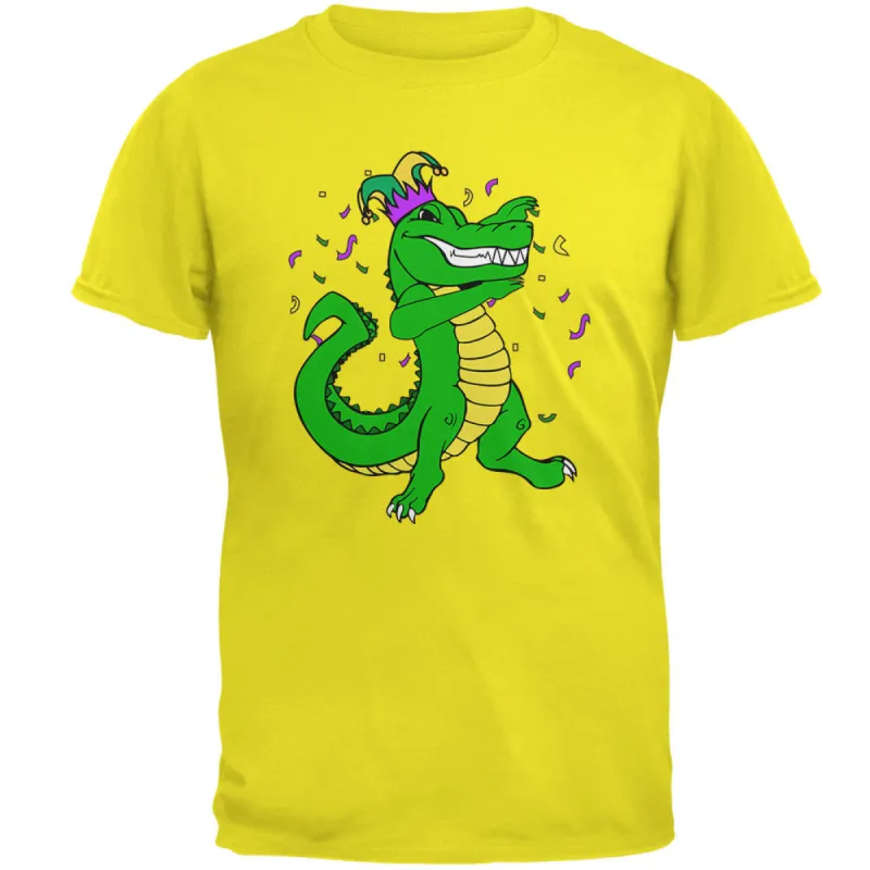 Mardi Gras Dabbing Alligator Jester Mens T Shirt sold by Old Glory