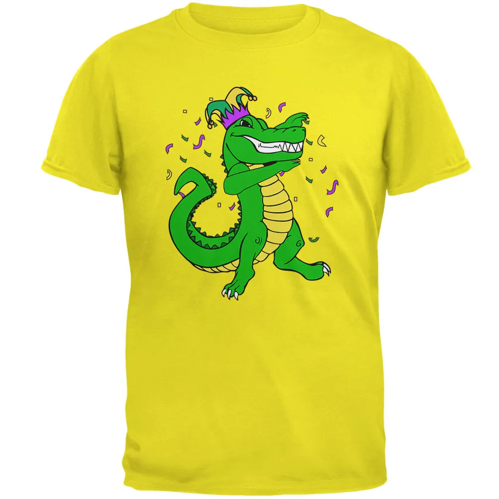 Mardi Gras Dabbing Alligator Jester Mens T Shirt sold by Old Glory
