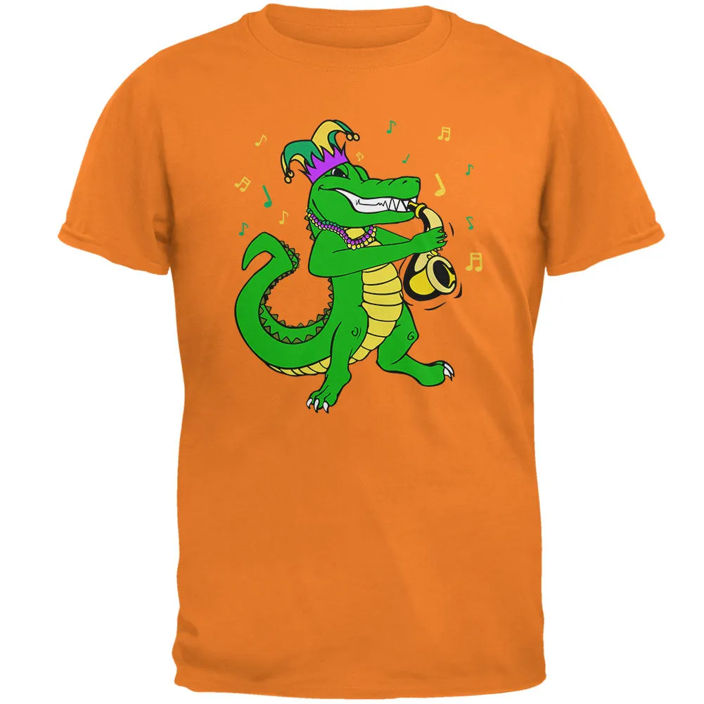 Mardi Gras Alligator Playing Saxaphone Jester Jazz Mens T Shirt sold by Old Glory