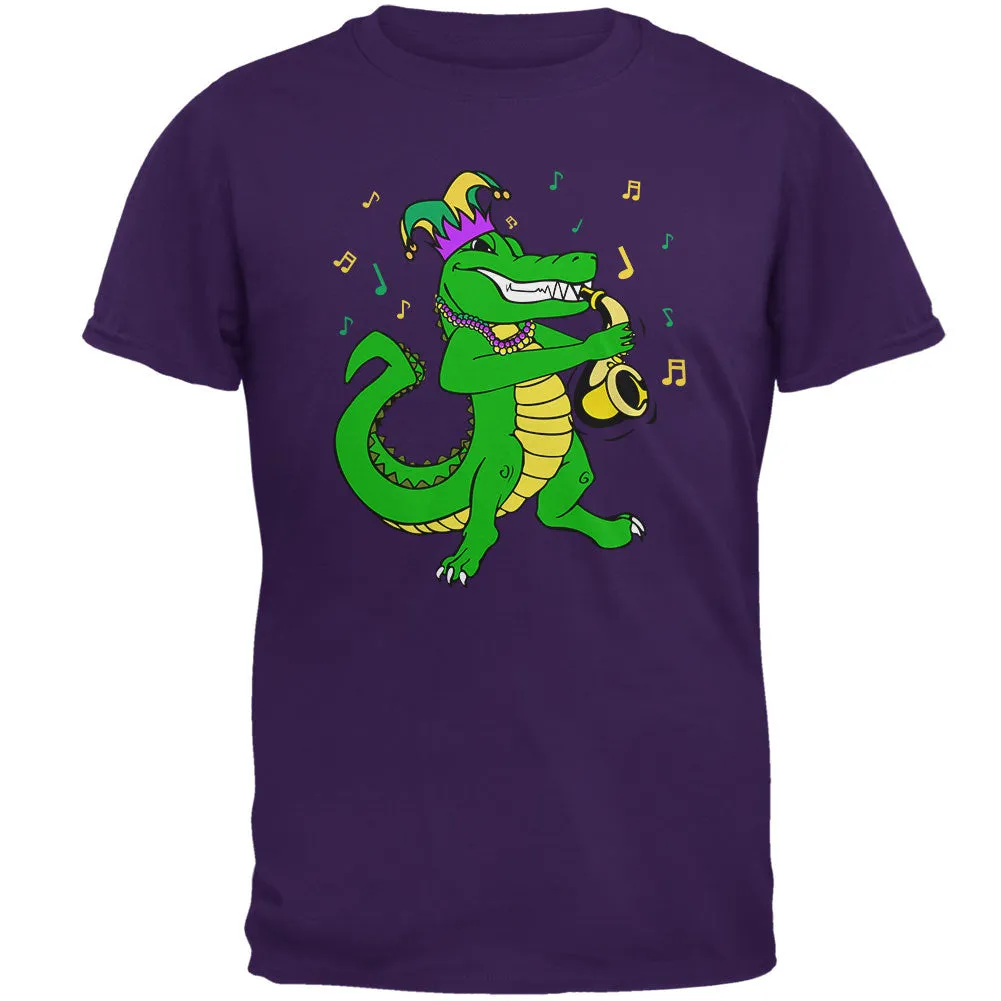 Mardi Gras Alligator Playing Saxaphone Jester Jazz Mens T Shirt sold by Old Glory product image thumbnail 2