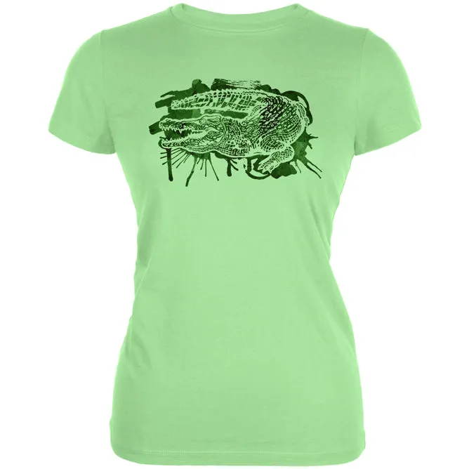 Alligator Swamp Water Splatter Juniors Soft T Shirt sold by Old Glory