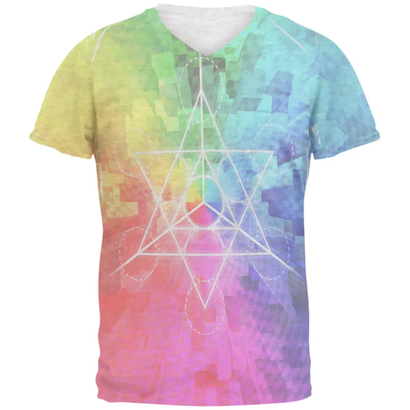 Tetrahedron Star Sacred Geometry Mens Soft V-Neck T Shirt sold by Old Glory