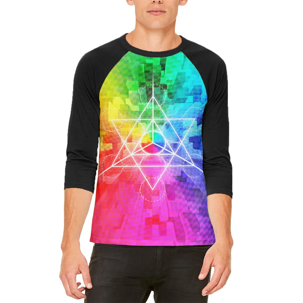 Tetrahedron Star Sacred Geometry Mens Raglan T Shirt sold by Old Glory