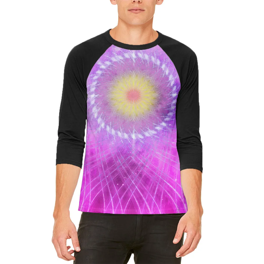 Rum Runner Hibiscus Fractal Mandala Mens Raglan T Shirt sold by Old Glory