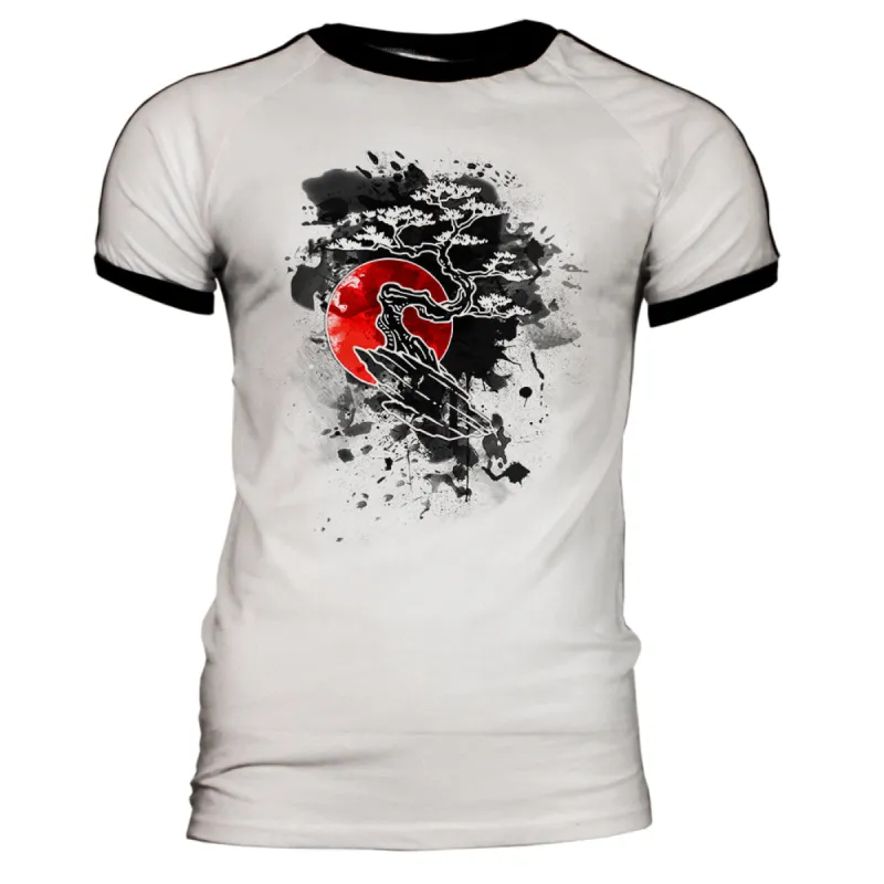 Japanese Bonsai Tree Ink Splatter Mens Soccer Jersey T Shirt sold by Old Glory