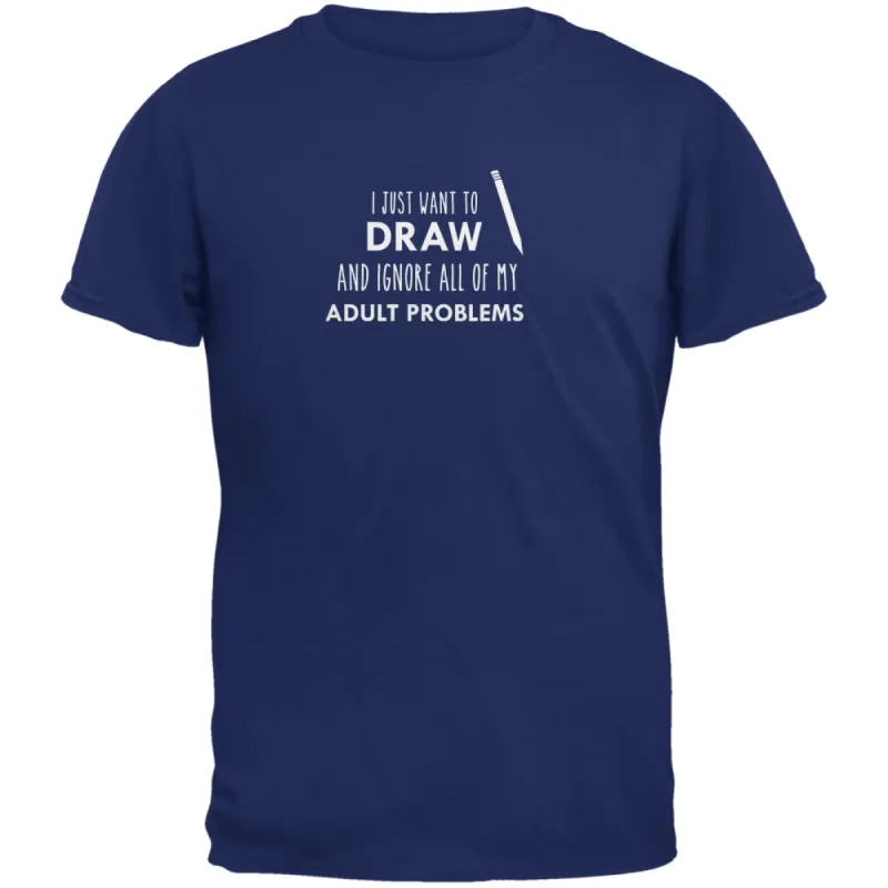 I Just Want to Draw Metro Blue Adult T-Shirt sold by Old Glory