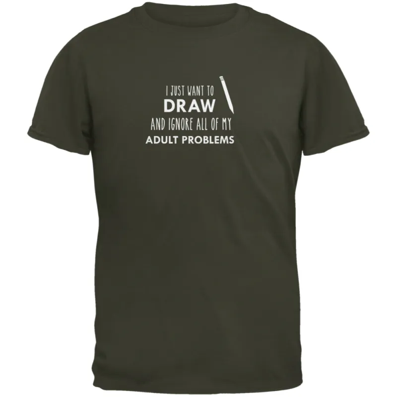 I Just Want to Draw Olive Adult T-Shirt sold by Old Glory