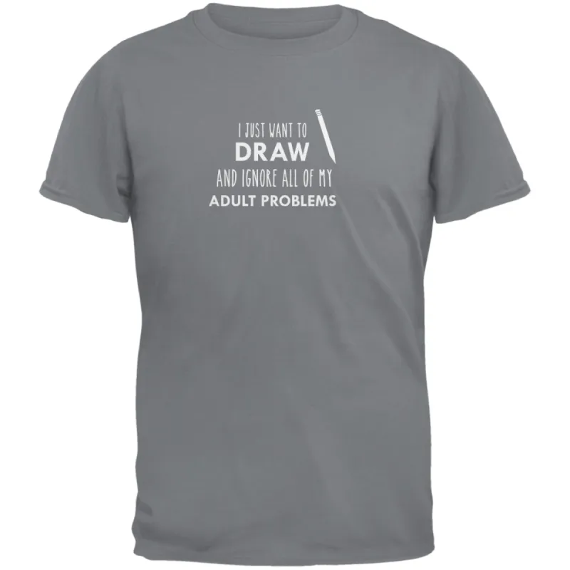 I Just Want to Draw Gravel Grey Adult T-Shirt sold by Old Glory