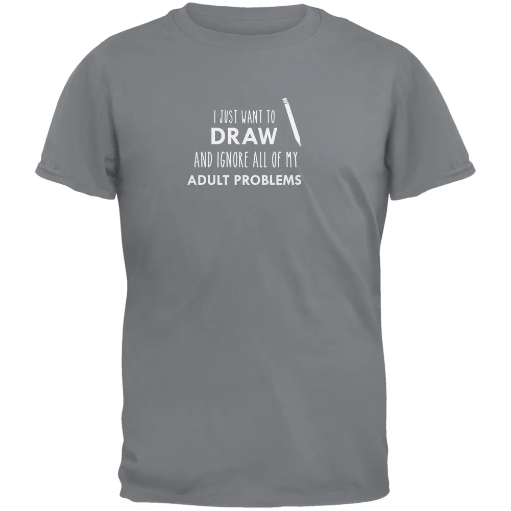 I Just Want to Draw Gravel Grey Adult T-Shirt sold by Old Glory