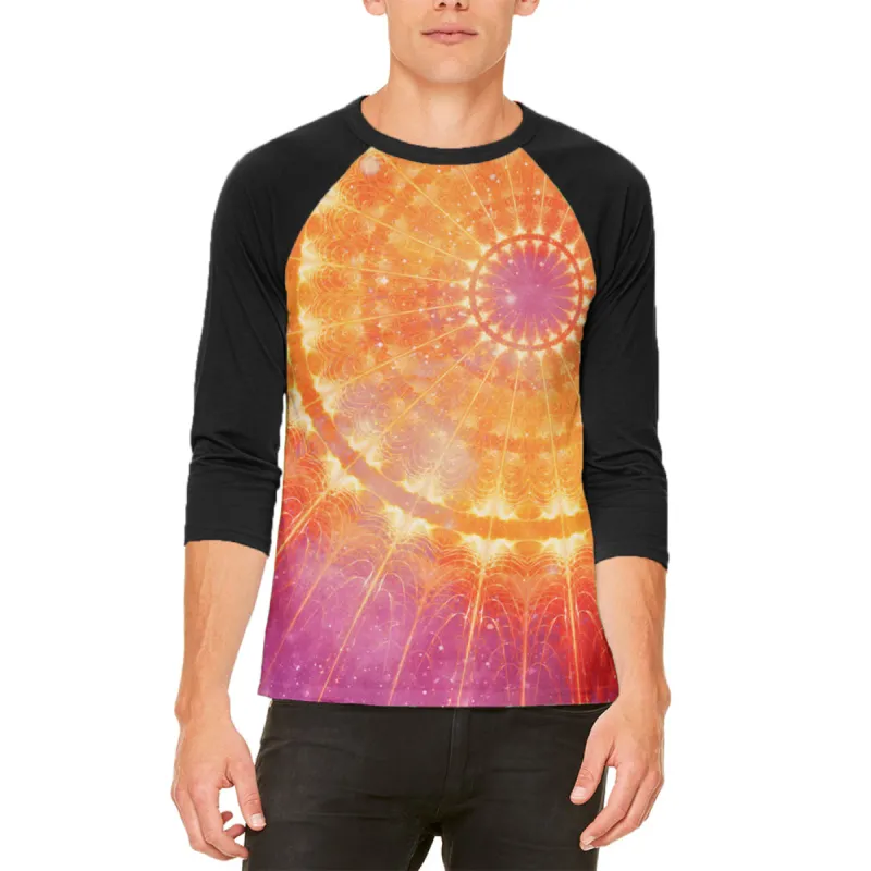 Celestial Cathedral Fractal Mandala Mens Raglan T Shirt sold by Old Glory