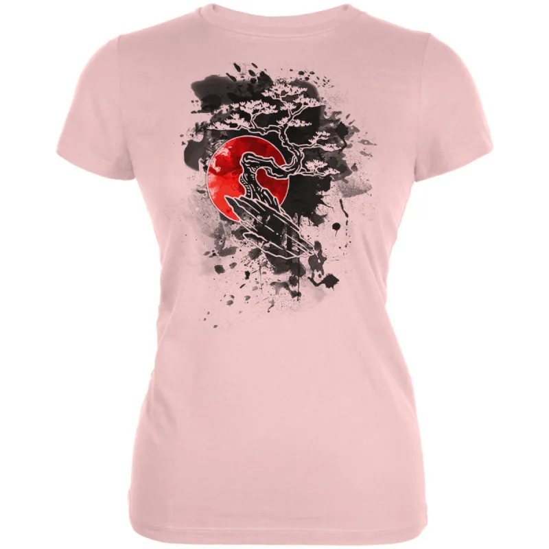 Japanese Bonsai Tree Ink Splatter Juniors Soft T Shirt sold by Old Glory