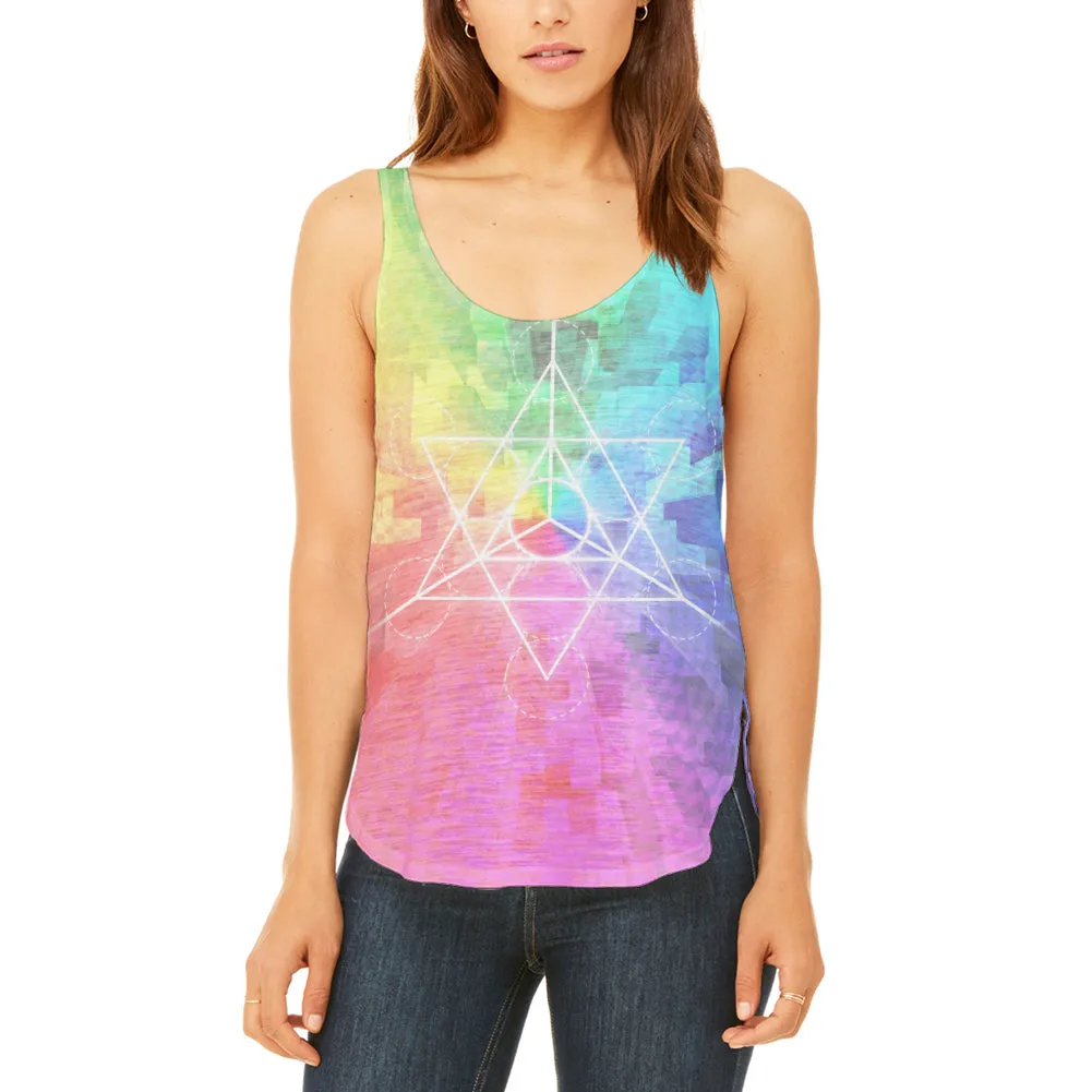 Tetrahedron Star Sacred Geometry Juniors Flowy Side Slit Tank Top sold by Old Glory