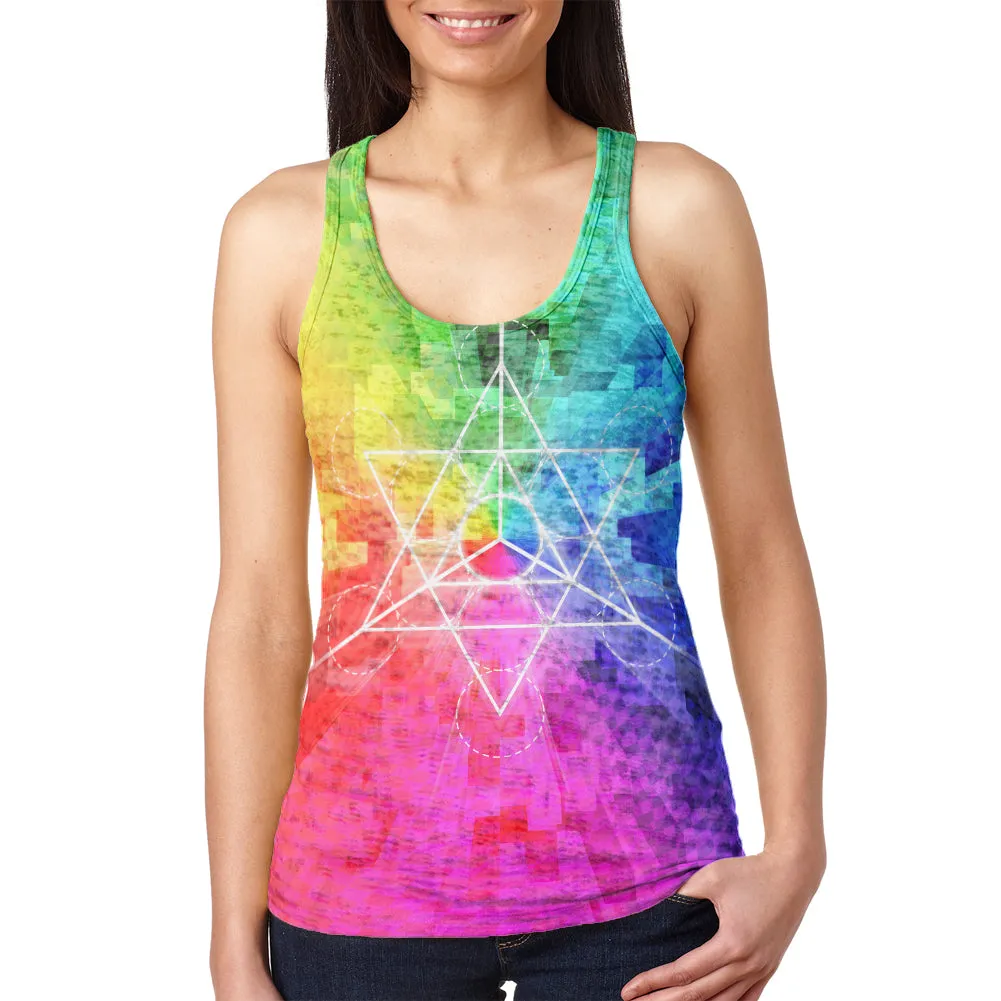 Tetrahedron Star Sacred Geometry Juniors Burnout Racerback Tank Top sold by Old Glory