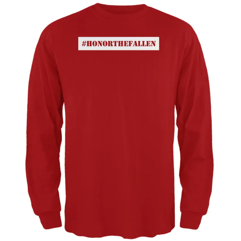 Memorial Day Hashtag Honor the Fallen Red Adult Long Sleeve T-Shirt sold by Old Glory