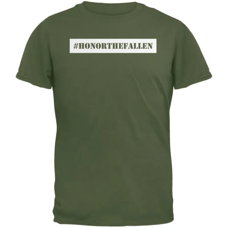 Memorial Day Hashtag Honor the Fallen Military Green Adult T-Shirt sold by Old Glory