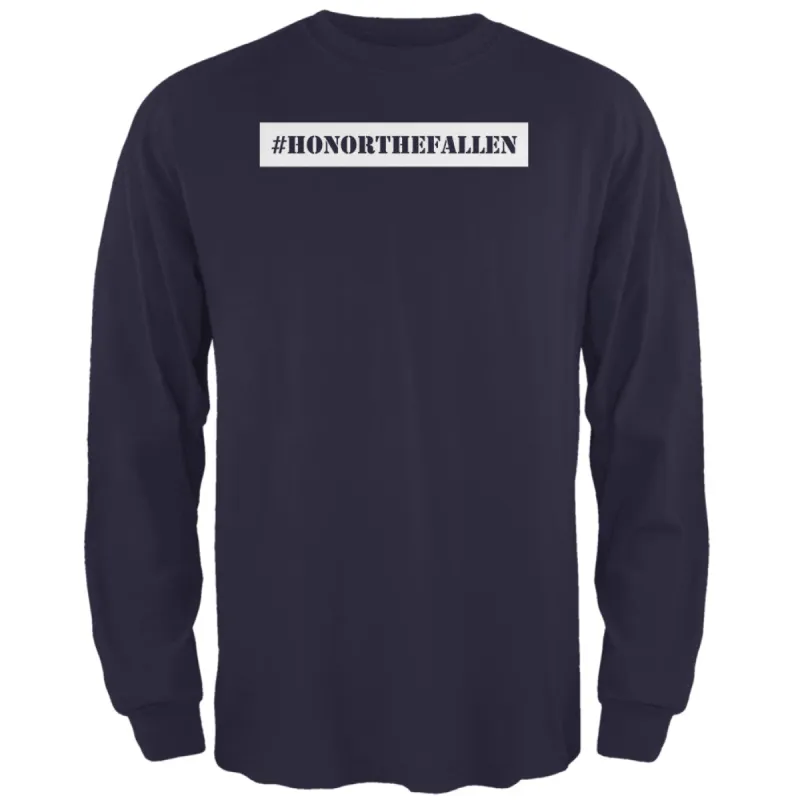 Memorial Day Hashtag Honor the Fallen Navy Adult Long Sleeve T-Shirt sold by Old Glory