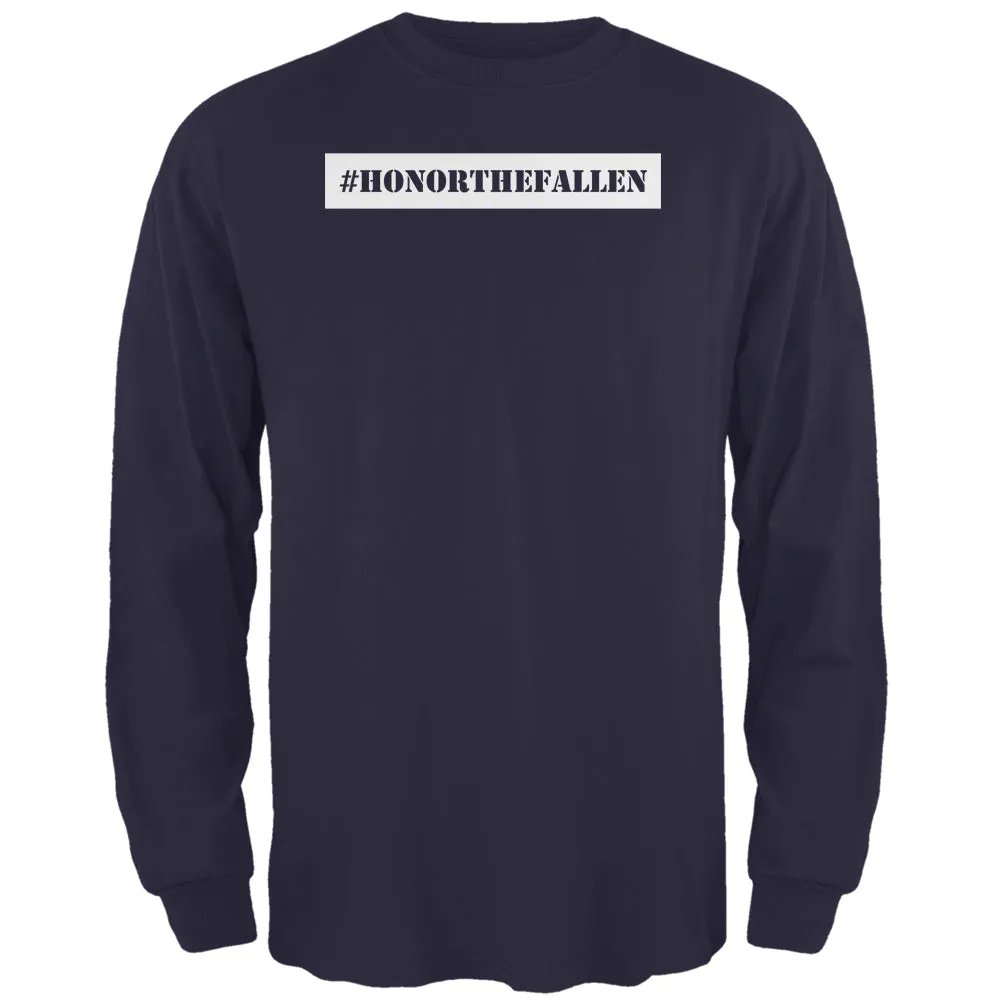 Memorial Day Hashtag Honor the Fallen Navy Adult Long Sleeve T-Shirt sold by Old Glory